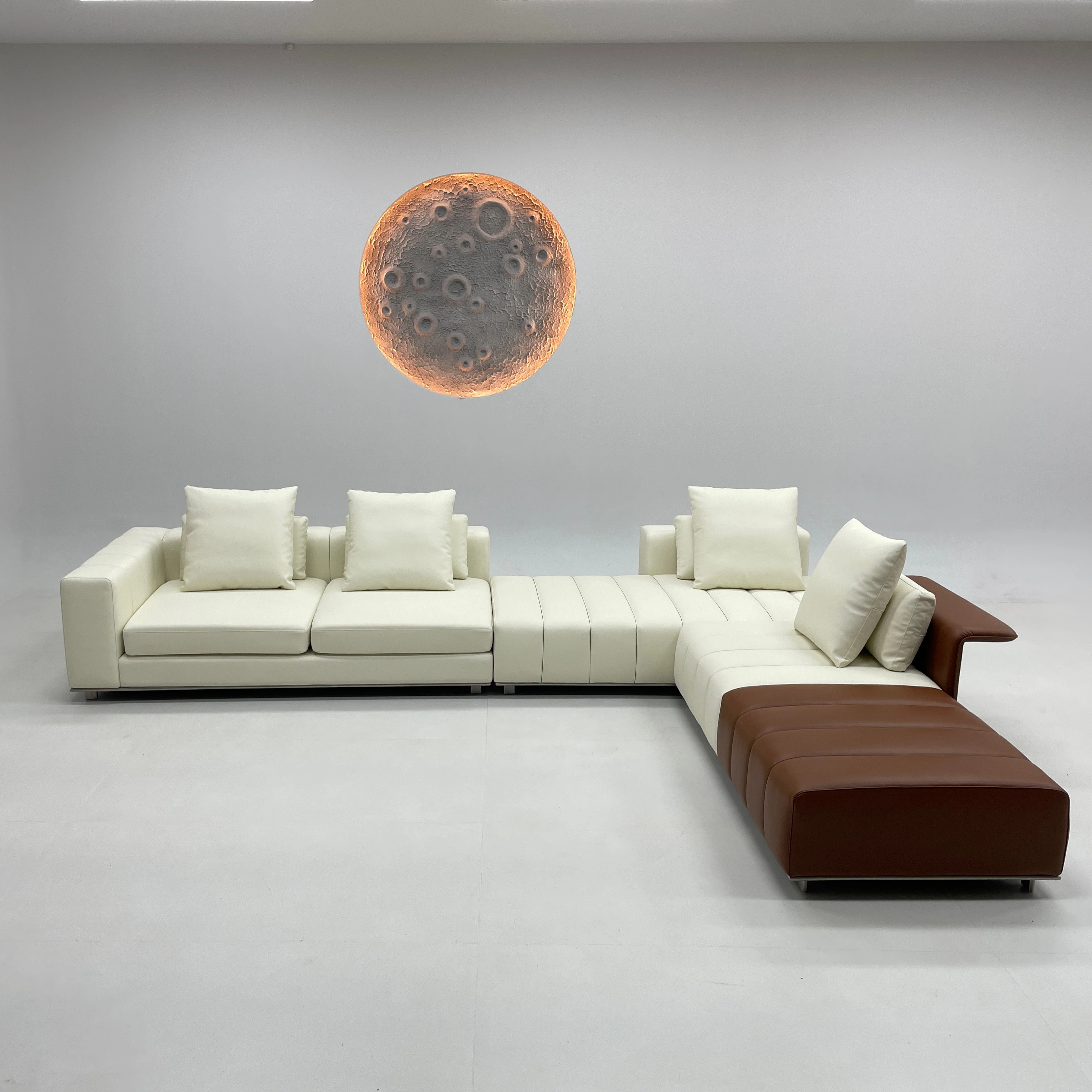 

#Italian Luxury Modern Villa Sofa Minimalist Piano Keys Large Flat Corner Leather Color Matching for Home Furniture Apartments