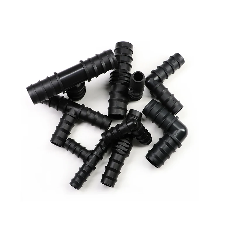 16mm 20mm 25mm PE Barb End Connectors Couplings Straight Tee Connector Micro Drip Irrigation Tube Repair Fitting Garden Watering