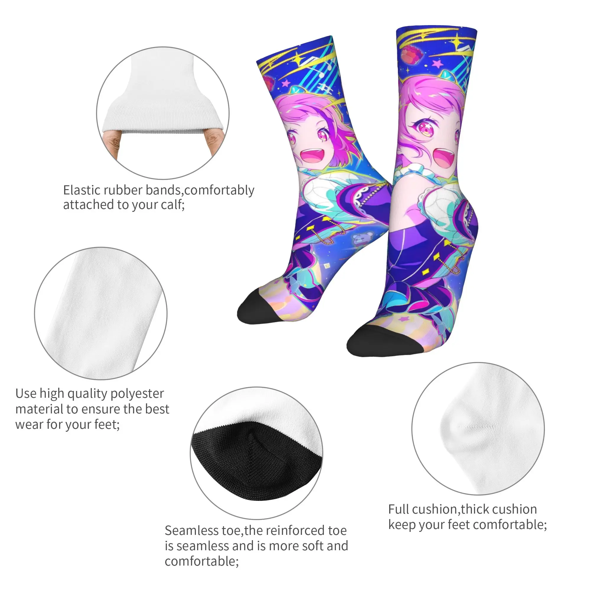 Emu Otori Socks Men's Women's Funny Happy Singer Anime Socks Harajuku Spring Summer Autumn Winter Middle Tube Socks Gift