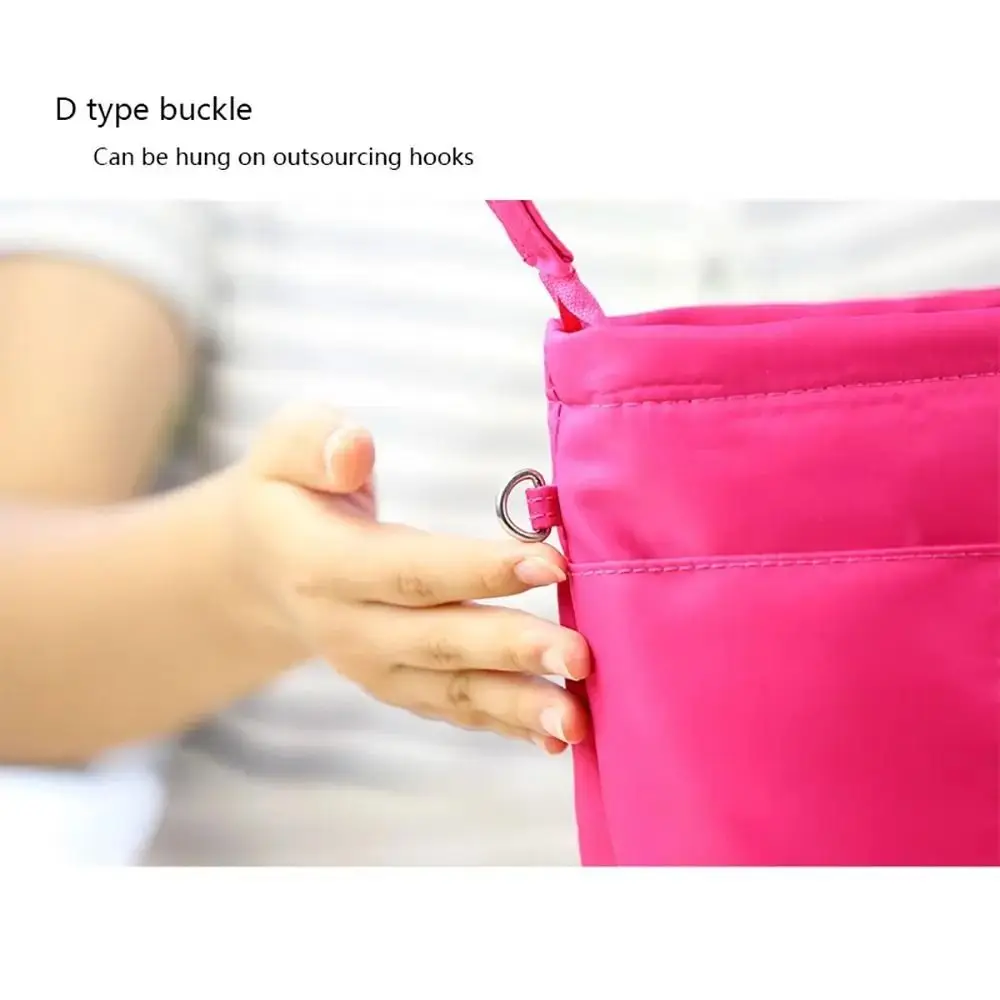 Durable Cosmetic Organizer Insert Bag with Zipper Storage Bags Multi-Pocket Handbag Multifunctional Solid Color Inner Bag Women
