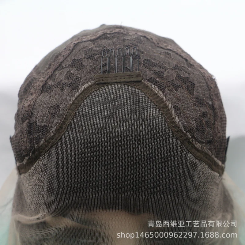 Daily wear , hand-knitted front lace synthetic wig, matte high-temperature fiber, free-parting long curly hair