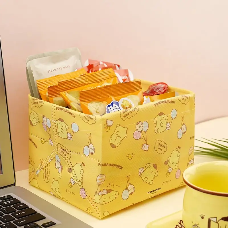 3 pezzi Kawaii Hello Kitty Kuromi Anime Sanrio cestino portaoggetti pieghevole simpatico cartone animato Cinnamoroll Snack Organizer Case regali per ragazze