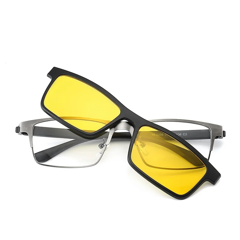 VCKA  Square Myopia Glasses Sunglasses 2024 Magnet Clip Men Business Women Alloy Full Frame Custom Optics Eyewear -0.5 to -10 - view 5