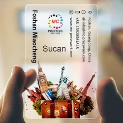 Tarjeta de visita transparente personalizada, servicio de embalaje e impresión de plástico, adhesiva, PVC, 200 piezas