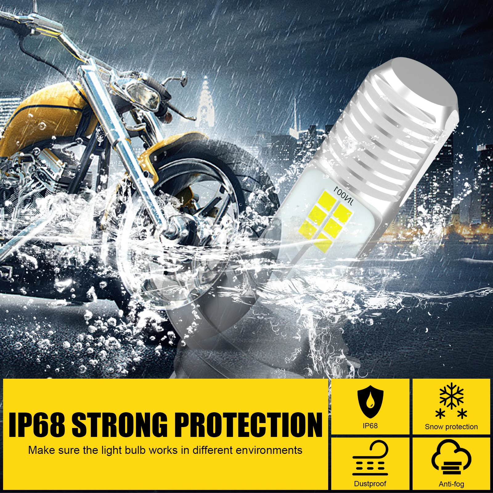 مصباح أمامي أبيض ليد للدراجات النارية ، شعاع هاي ولو ، دراجة نارية وسكوتر يعمل ، H4 ، H6 ، B20D ، P15D ، CSP ، 10000LM ، 12V ، 1