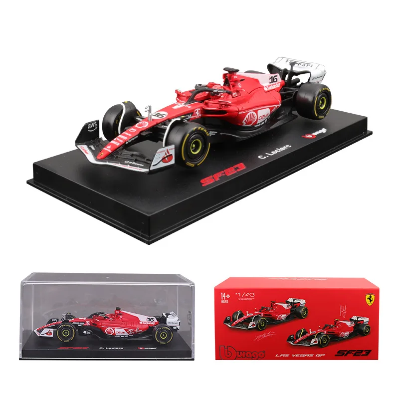 Bburago 1:43 Ferarri SF23 Monza Las Vgas 16 Leclerc 55 Sainz Die Cast Vehicles Cars Model Toys Racing Collectible