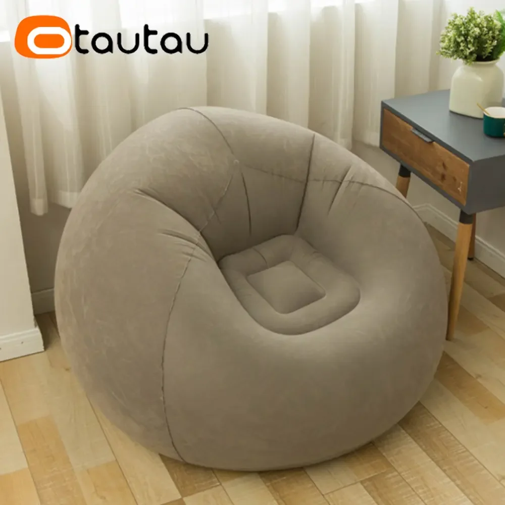 OTAUTAU Inflatable Sofa Outdoor Portable Camping Couch Folding Garden Chair Comfy Lazy Pouf Sac Space Saving Furniture SF028