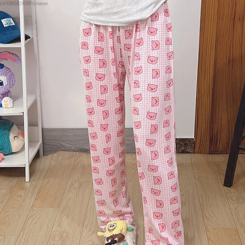 Kawaii Anime Pig Pajamas Pj Pants Y2k Cute Cartoon Casual Pink Sleepwear Women Home Pyjama Pants Female Trouser Y 2k Fashion