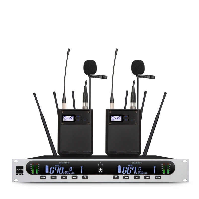 X-26 True Diversity Microphones System 1000M Wireless Microphone Systems Headset Mic/Lavalier Mic Outdoor For Church