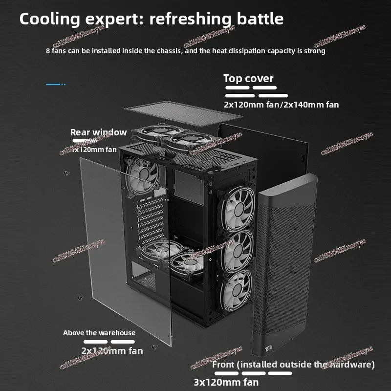 A1 Computer Chassis, Desktop Tempered Glass Full-side Transparent Game Water-cooled ATX Backline