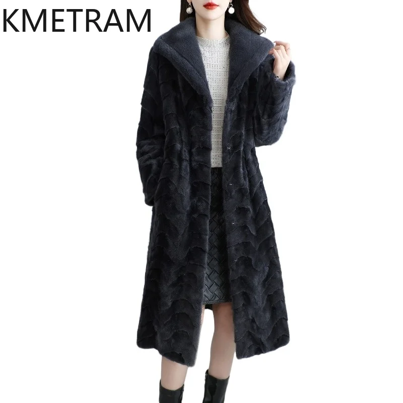 

TAJIYANE Natural Whole Mink Fur Jacket Women Luxury Long Coats 105cm Lapel Collar Winter Real Fur Coat Woman Clothing 2026 шуба