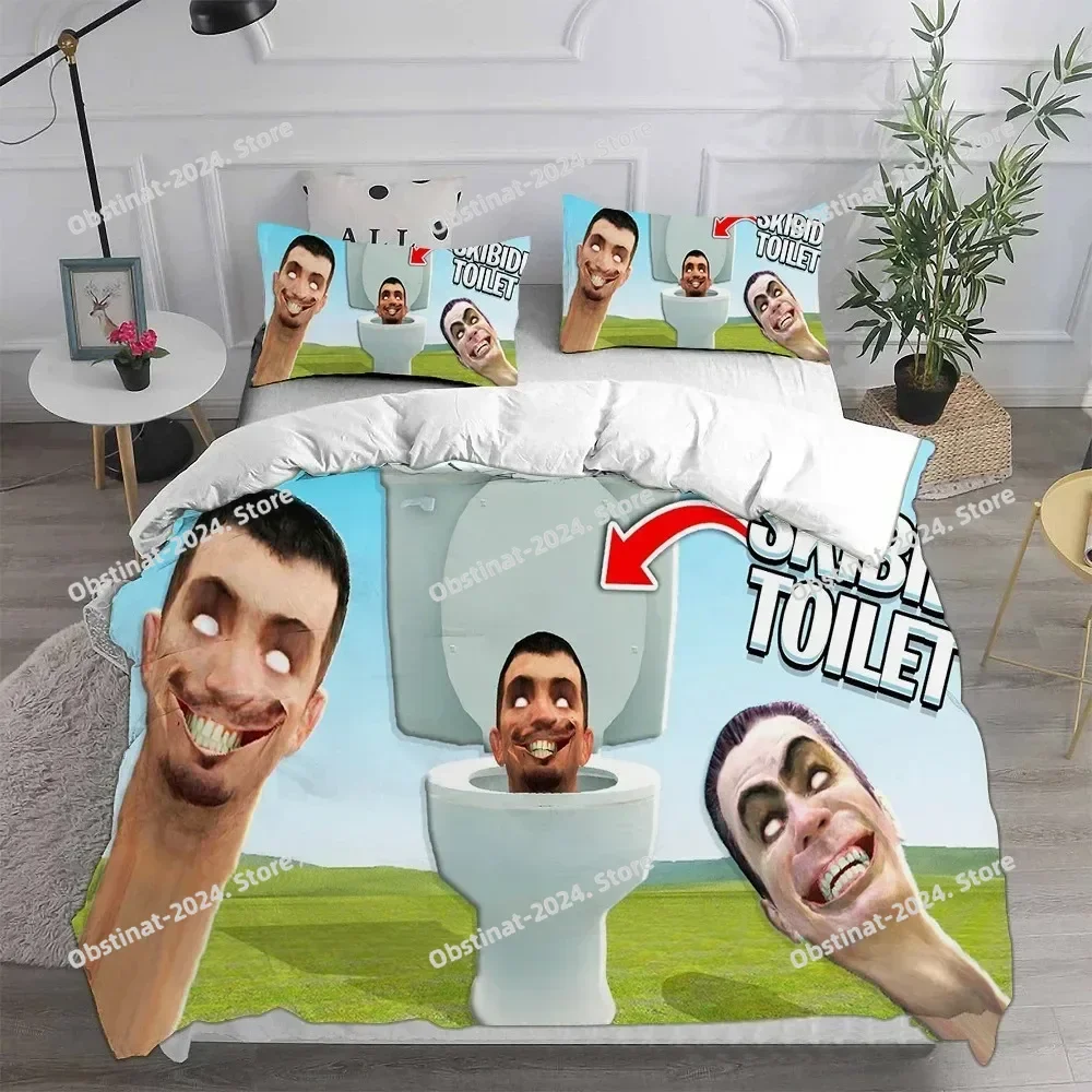 Game Skibidi Toilet Arale Comforter Bedding Sets Quilt Bed Cover Duvet Cover Pillow Case Sets Kids Adult Size