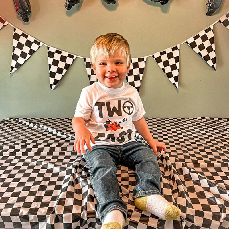 Two fast one race car shirt Racing racecar themed boy 1st 2nd first second birthday party decoration gift present Photo props