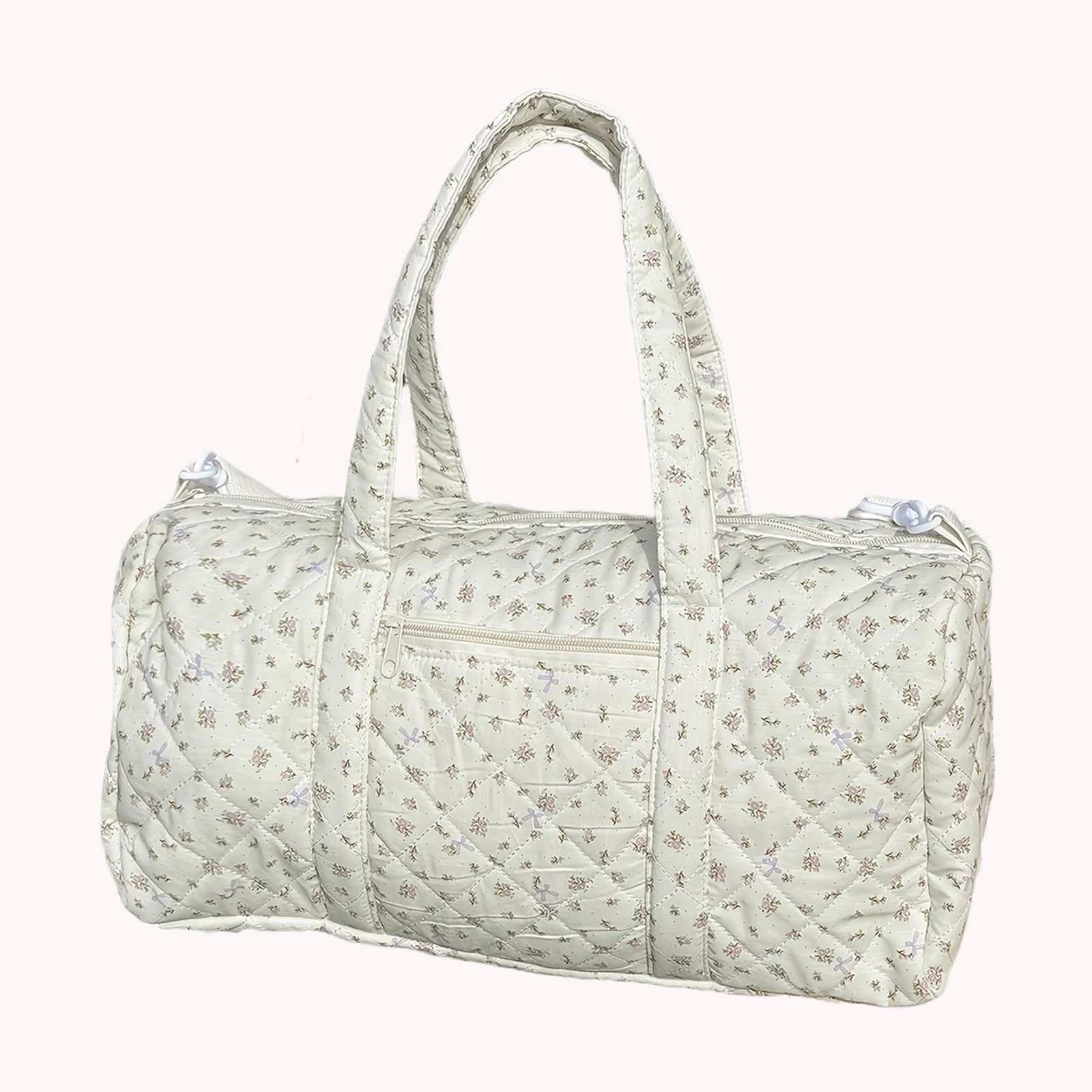 

Хлопковая стеганая сумка-даффл с модным цветочным принтом, дорожная сумка-тоут, портативная легкая сумка, вместительная сумка для путешествий и покупок