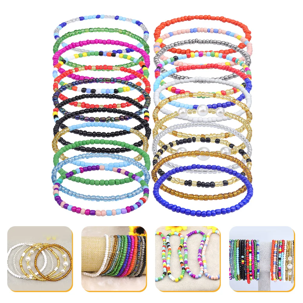 

24Pcs Bohemian Anklets Beaded Ankle Chains Elegant Summer Festival Beach Foot Bracelets Jewelry Women Anklet Beaded Ankle Chain