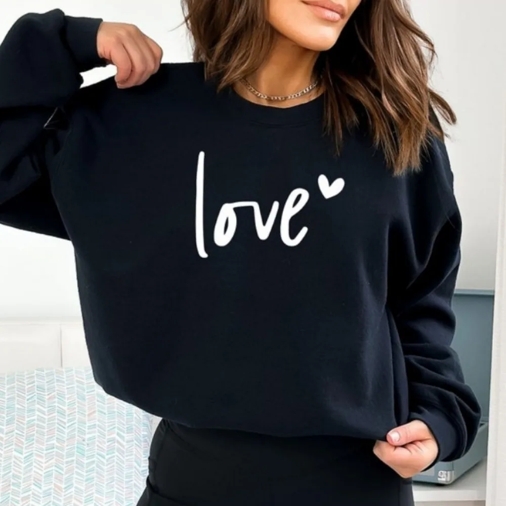 Love Sweatshirt Couple Sweatshirt Valentines Day Gift Sweatshirt Heart Love Hoodie Gift for Her Sweater Winter Clothes Women