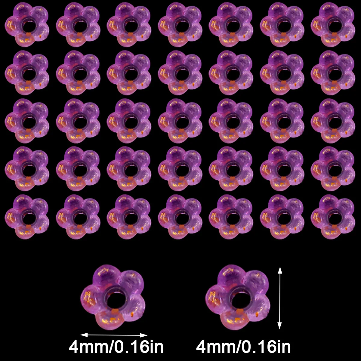 Purple Gradient Sprinkles Acrylic Petals Spacers Loose Beads 4mm For Jewelry Making Bracelets Earrings DIY Keychain Accessories