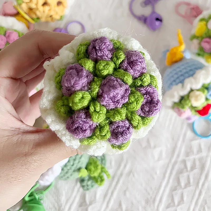 Stuffed Plants Sunflowers Roses Handmade Crochet Flowers Keychains Small Pendant Backpack Hangings Christmas Birthday Gifts
