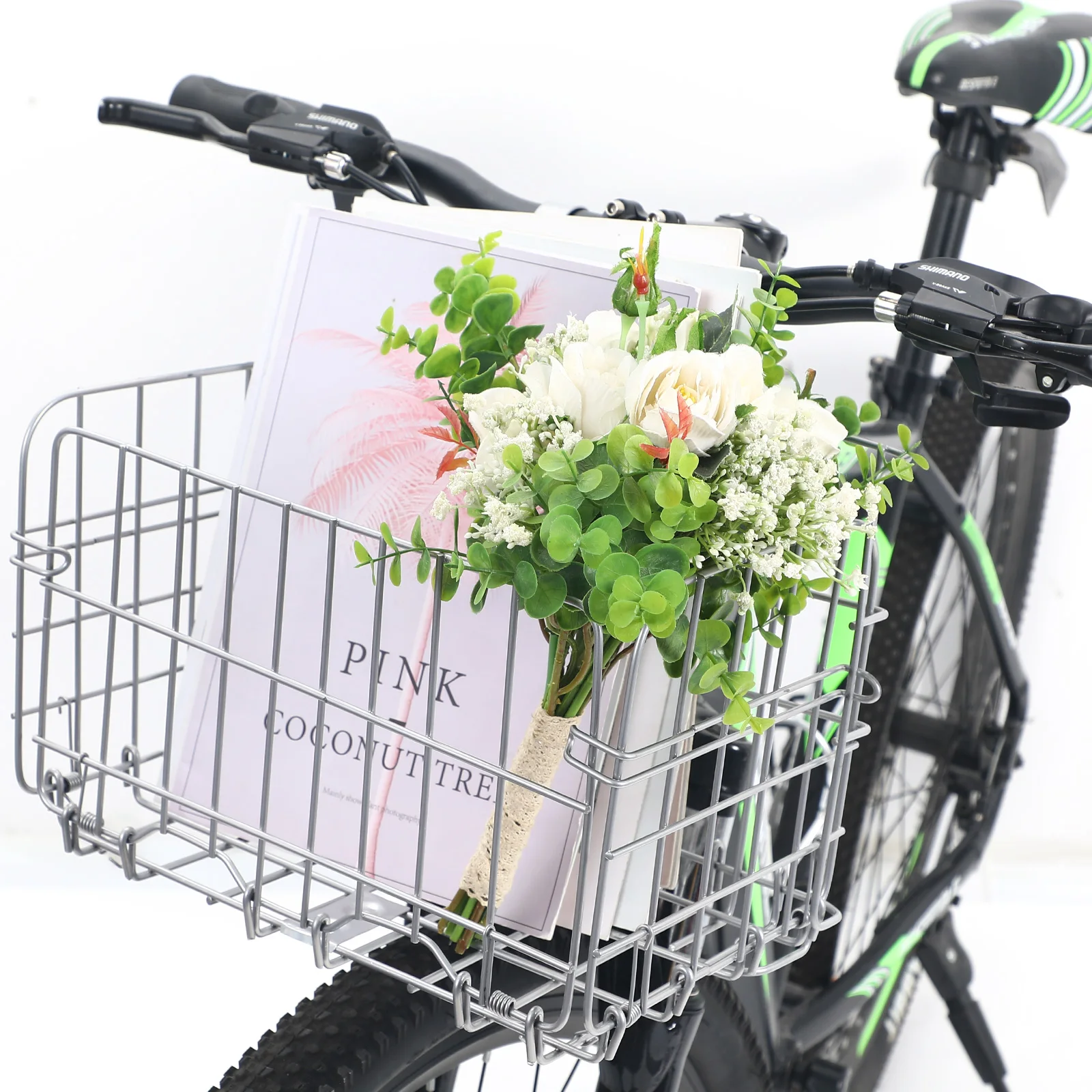 

Bicycle Rear Basket Silver Metal 34x20x23cm Collapsible Detachable Handlebar Mount Large Capacity Durable Storage Bike Riding