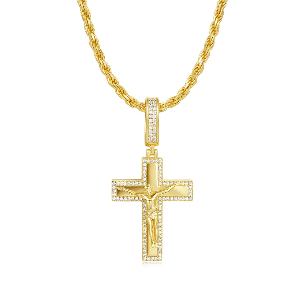 

Cross necklace without chain, popular among men and women in Europe and America, hip-hop style, micro-set with moissanite, made