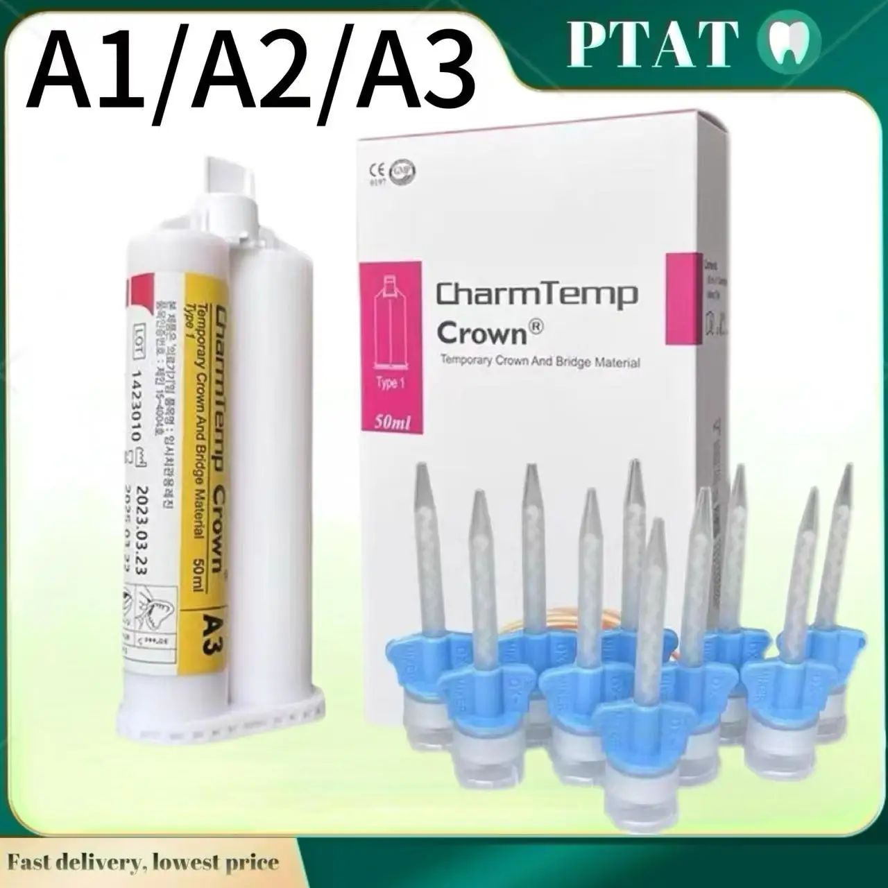 Dental A1 A2 A3 B/50ML Shadow BlendingTemporary Crown And Bridge Material Resin Self Curing Automix Temporary materials