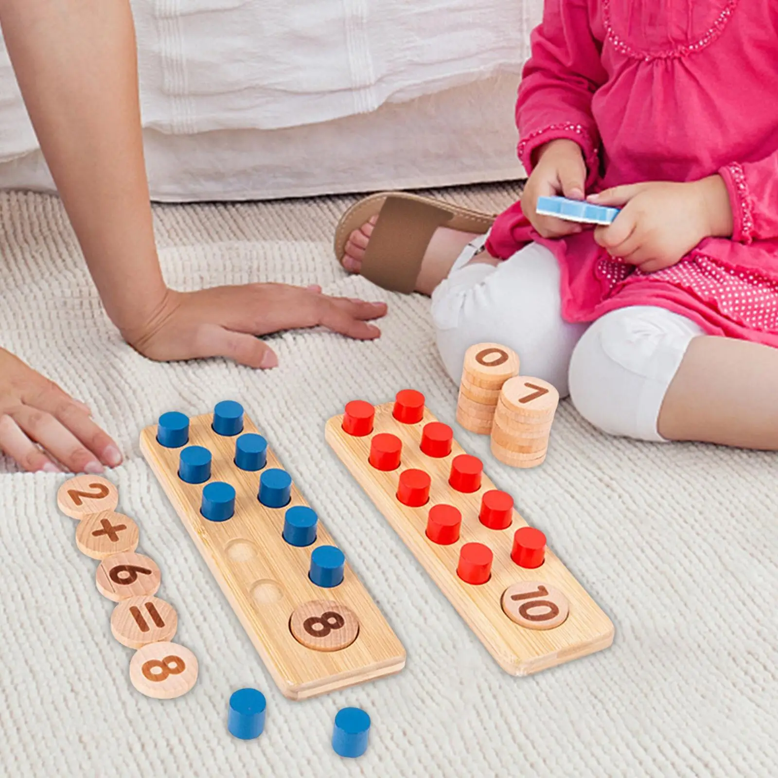 Placa digital de contador de números montessori para bloco de empilhamento de matemática de 4 5 6 anos