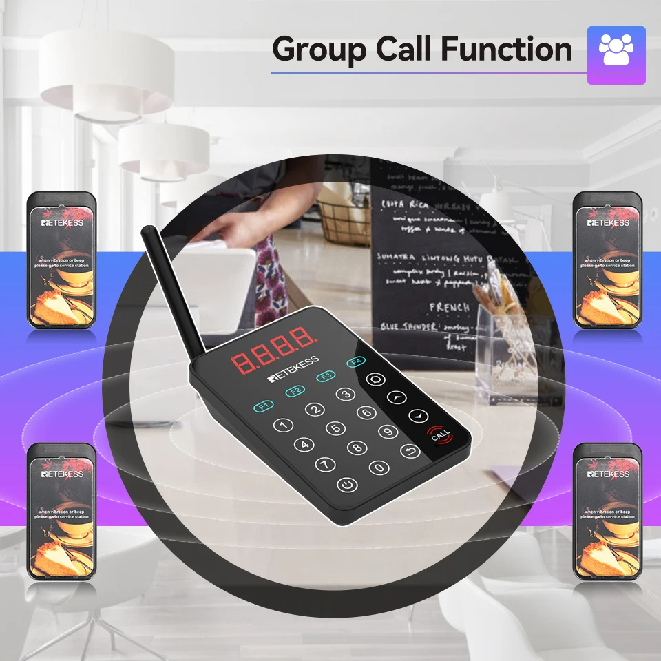 RETEKESS TD177 Restaurant-Pager-Rufsystem: Vibrations- und Klingel-Empfänger für Food Trucks, Cafés, Bars, Clubs und Gäste-Warteschlangen – Detail 8