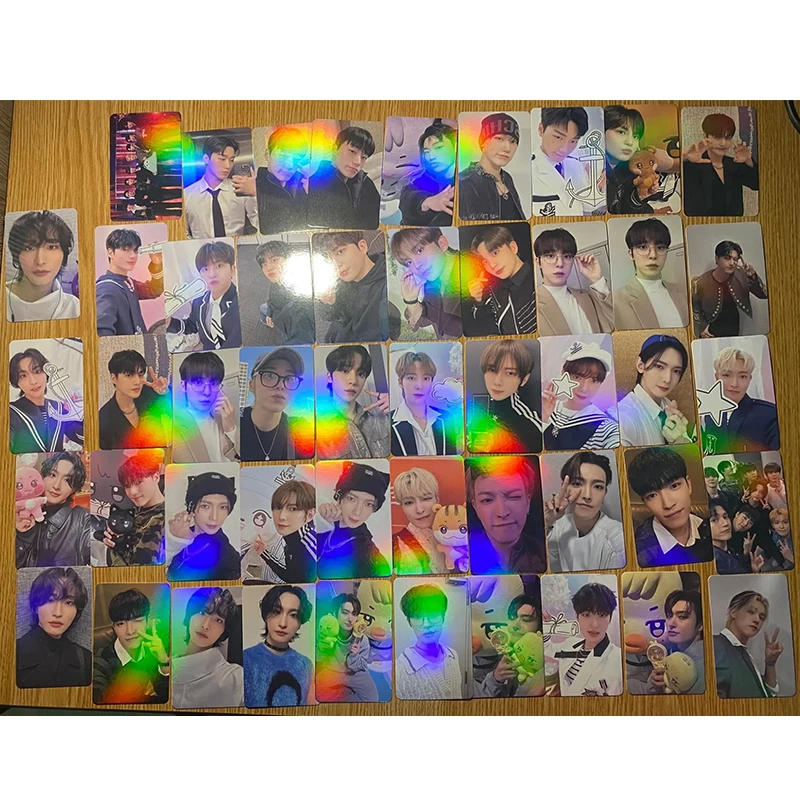 Tarjeta de fotos láser KPOP ATEEZ, álbum LOMO, regalo favorito de los fanáticos del brillo, tarjeta de felicitación postal de Hongjoong Seonghwa