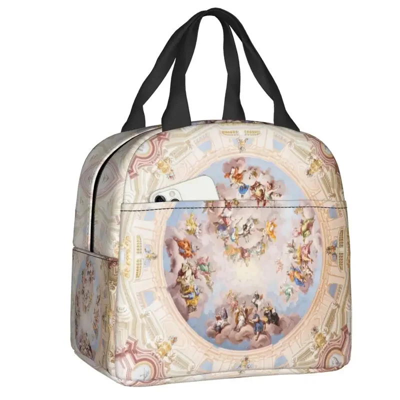 Custom Renaissance Ceiling Art Lunch Bag Women Vintage Gods Angels Fresco Cooler Warm Insulated Lunch Boxes for Student School