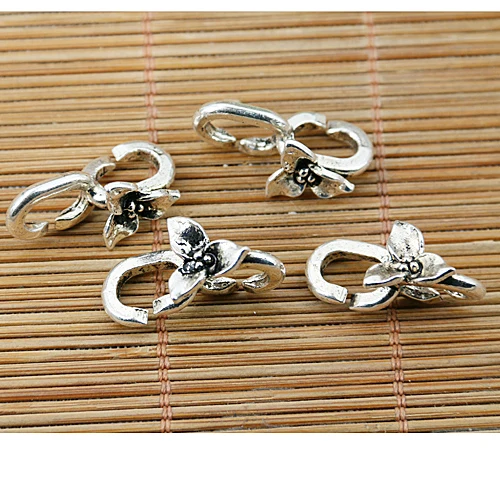 

10pcs 24*10.8mm hole 4.4*8.7mm tibetan silver tone flower connector design EF1591