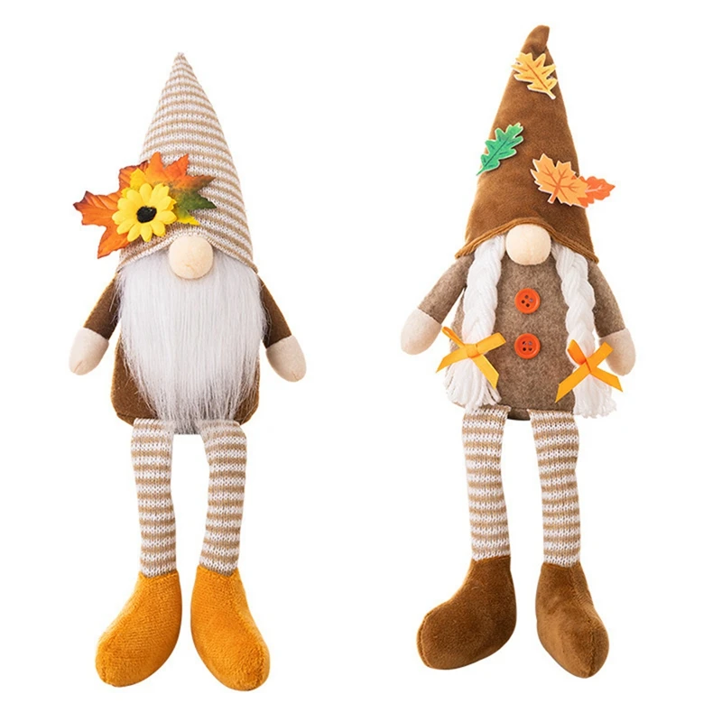 Thanksgiving Day Harvest Festival Maple Leaf Pointed Hat With Legs Rudolph Doll Ornaments Gnome Plush Elf Doll