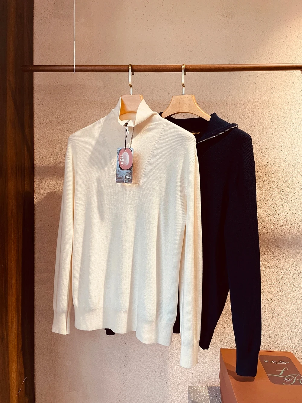 

Мужской трикотажный свитер из шерстяной смеси на молнии с высоким воротником, ветрозащитный, теплый, осенне-зимний, повседневный, стильный, длинный рукав