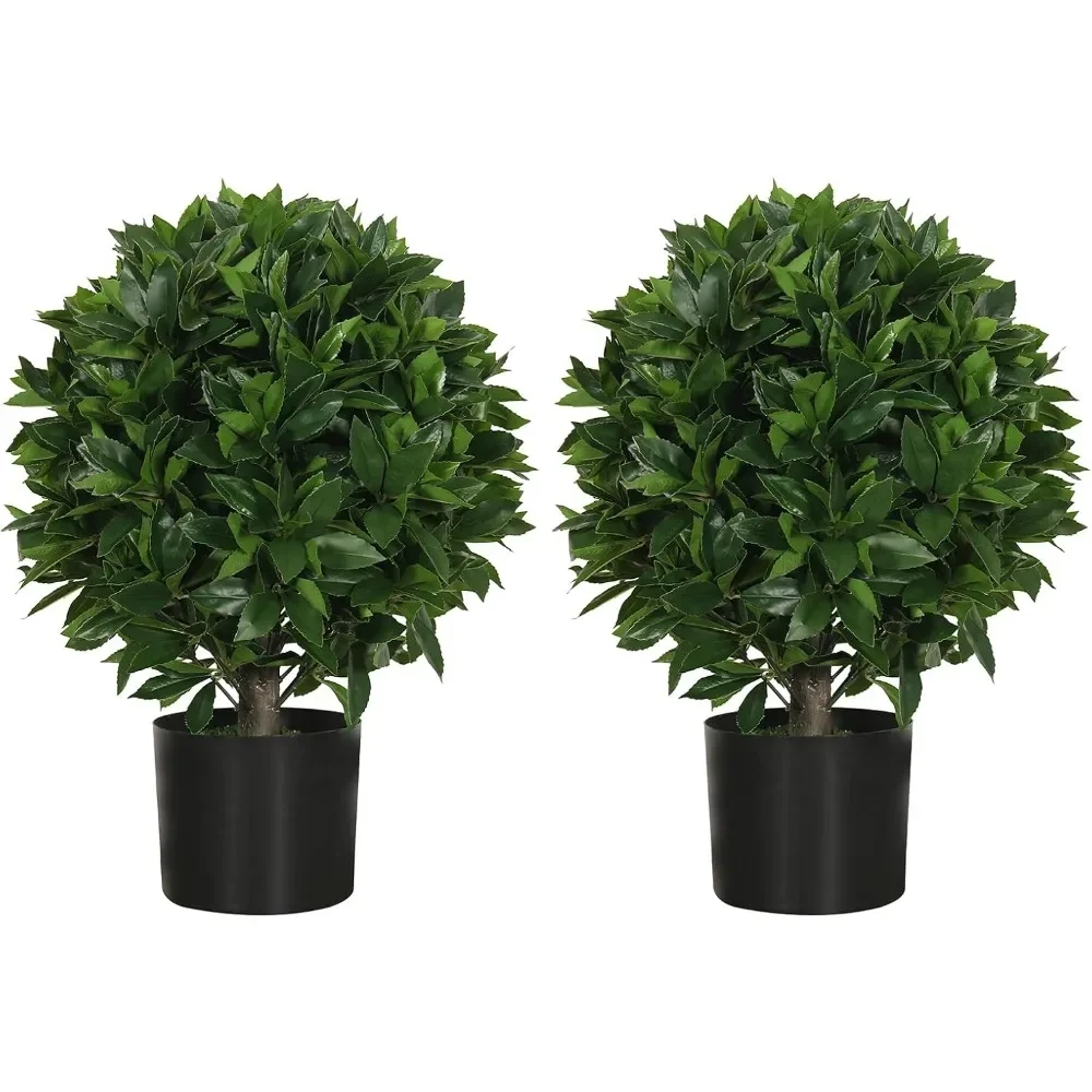 

20" Outdoor Evergreens in Outdoor Artificial Potted Plant Plant for Indoor Porch of Home 2 Pieces Topiary Trees Faux Boxwood