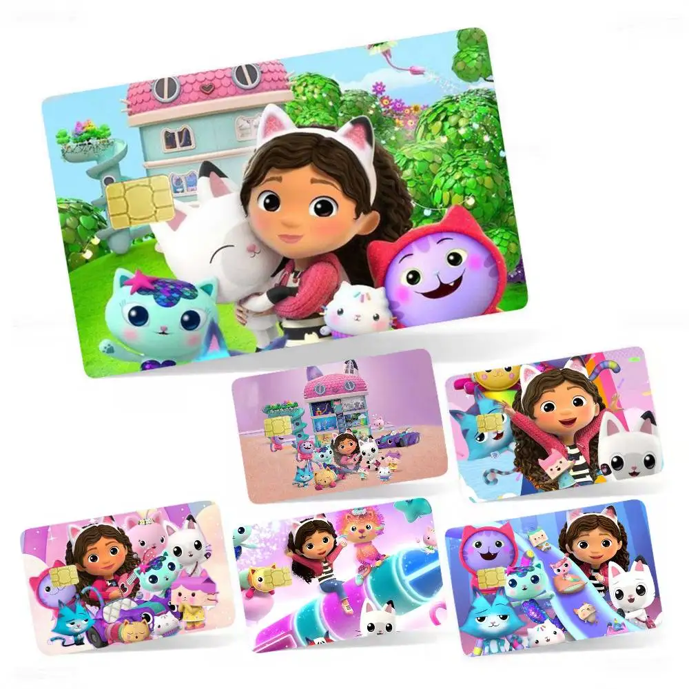 

Cartoon G-Gabbys Dollhouse 4pcs 1Set Laser Holographic Sticker Skin Cover for Credit Bank Debit Card
