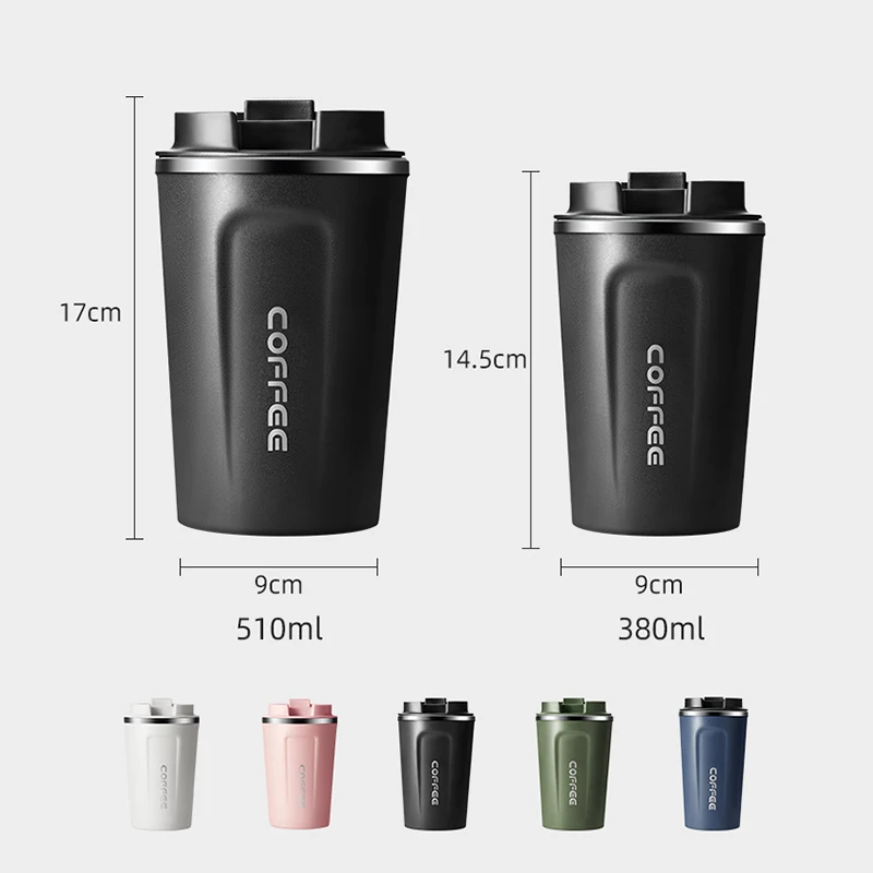 380ml/510ml Stainless Steel Vacuum Insulated Tumbler Travel Coffee Mug Spill Proof with Lid Thermos Cup for Hot/Ice Coffee Tea