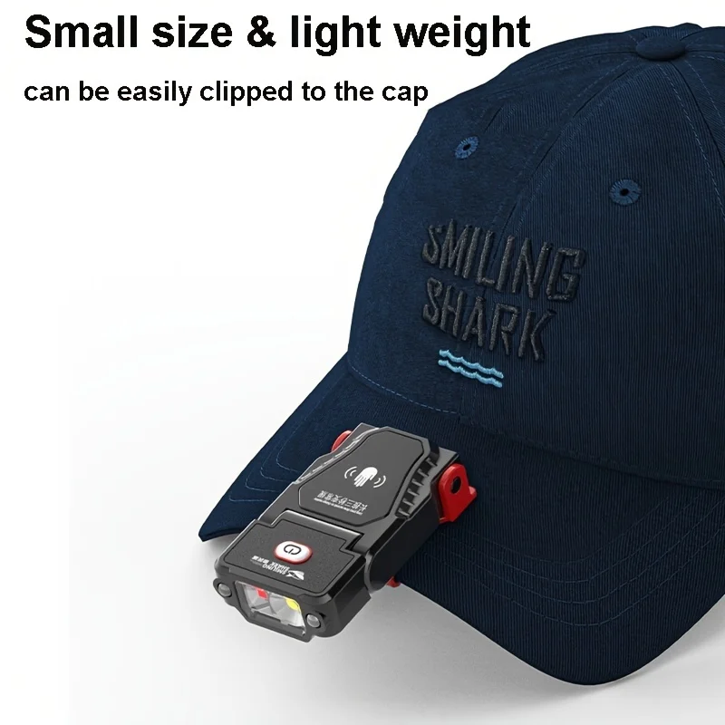 Super Bright USB Rechargeable LED Sensor Clip-On Baseball Cap Light Hat Flashlight Adjustable Angle Fishing Camping Headlamp