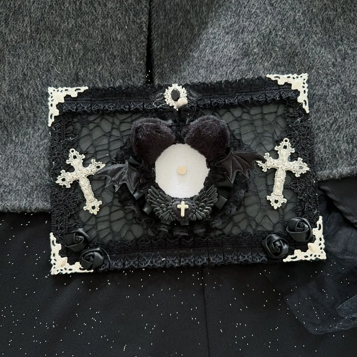 black itabag insert ita board gothic style rose ita bag decoration shoulder itabag accessories idol photo display badge holder
