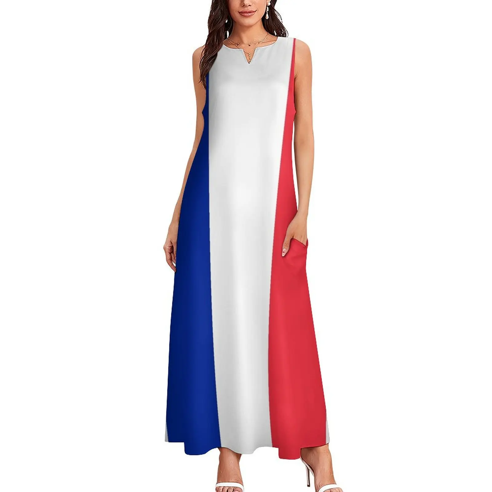 France Flag Long Dress ceremony dresses ladies dresses for women 2024 Clothing female