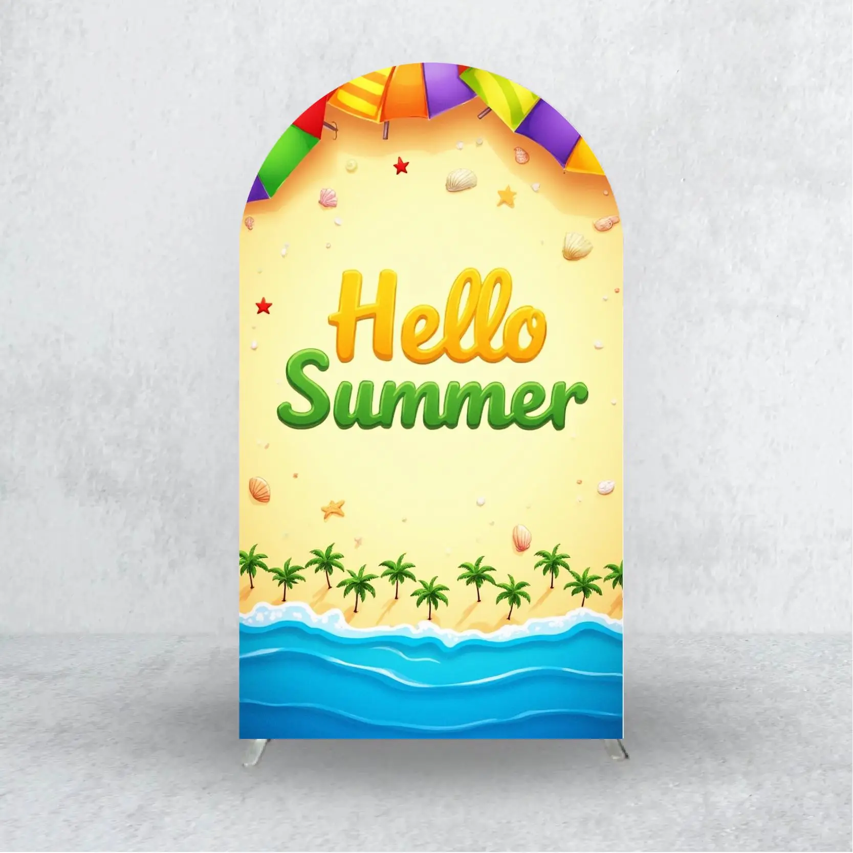 VIKAMA Hallo, Sommerparty-Bogen-Hintergrund, Sandy Beach Cool Breeze Arch-Hintergrund, Geburtstagsparty-Dekoration, Fotohintergrund.