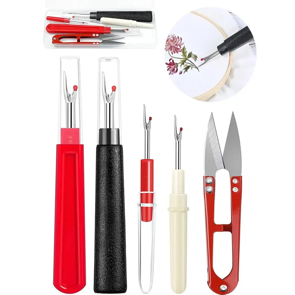 Easy Thread Removal Sewing Seam Set with Storage Box Comfortable Grip Thread Remover Tools Multi-functional with Thread Snips