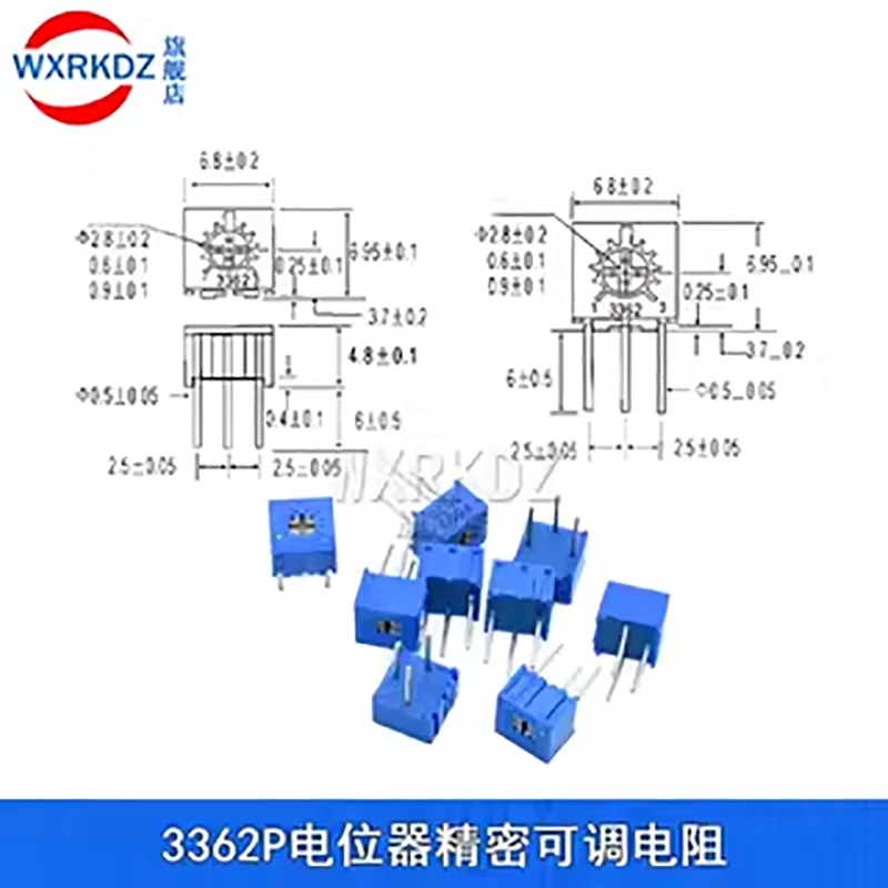 5 stks/partij 3386P 3296W 3362 100R 1K 2K 5K 10K 20K 50K 100K ohm Trimmer Potentiometer Variabele Weerstand Cermet Trimpot