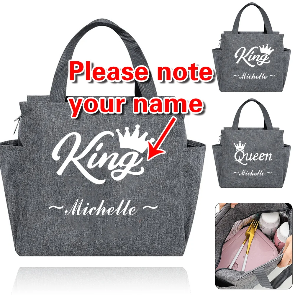 

Персонализированный индивидуальный ланч-бокс с именем, многоразовая сумка для пикника, простая термосумка на молнии, практичная студенческая сумка для ланча