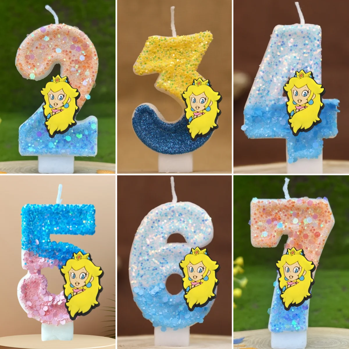 سوبر ماريو بروس كعكة الديكور عيد ميلاد عدد 0-9 الشموع أنيمي الأطفال شمعة رقمية حفل زفاف كعكة موضوع شمعة الهدايا