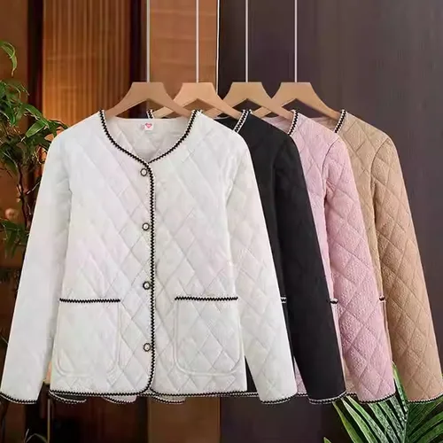 패션 여성 코트 가을 긴 소매 패션 가벼운 얇은 면 재킷 여성용 샤넬 스타일 코트 외투 자켓 코트 외투 자켓 코트 