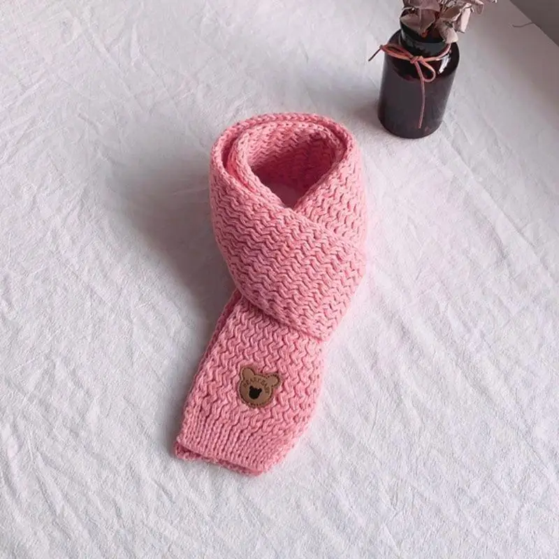 Q22D Boy Girls Bear Pattern Neckerchief Trendy Baby Neck Scarf Comfortable Kids Muffler Autumn Winter Toddlers Essential