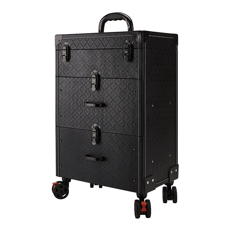 Scatola organizer per trucchi a più livelli e grande capacità, kit professionale per tatuaggi e nail art, valigetta organizer per cosmetici con ruote universali