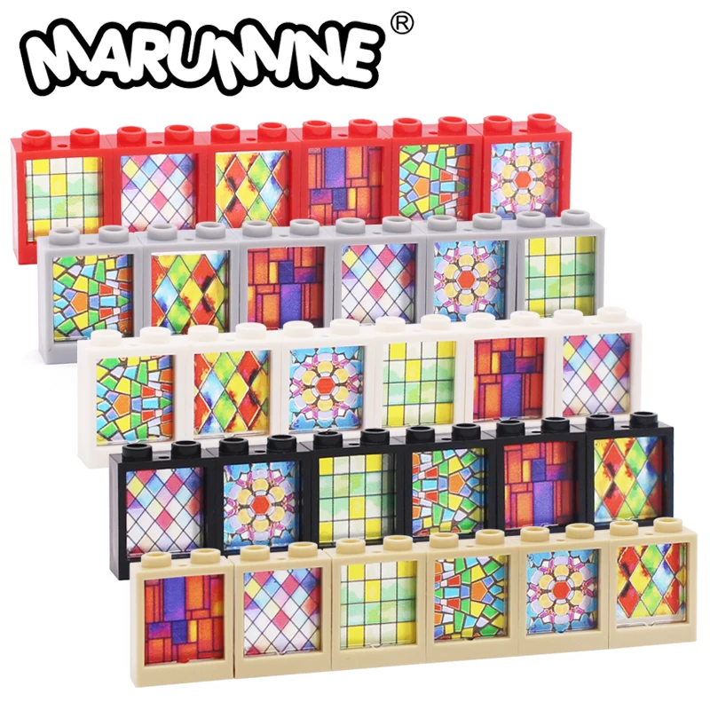 MARUMINE MOC Blocks Window 10PCS 1x2x2 Frame & Glass Compatible with 60601 60592 Street View House Church Build Bricks Parts