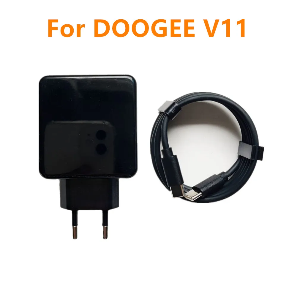 For Doogee V11 Cell Phone AC Adaptor Fast Charger 33W 3A 11V Travel EU Plug Adapter +Type-C USB Cable DC Line