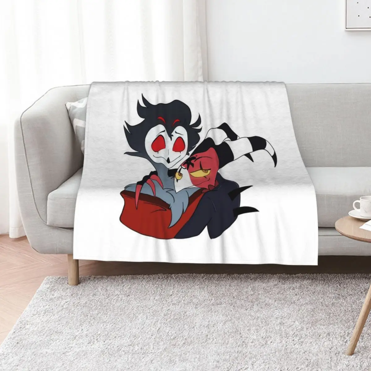 

Stolitz Helluva Boss Blitzo and Stolas Hug Throw Blanket manga decorative Picnic Soft Plush Plaid Blankets