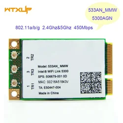 Wifi card link 5300agn 5300 533AN_MMW Dual Band 450Mbps Mini PCi-E full size 802.11a/b/g/n Wireless Card for dell acer asus